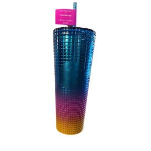 NWT Starbucks 2023 Tim Singleton Pride Rainbow Grid Venti Cold Cup Tumbler.